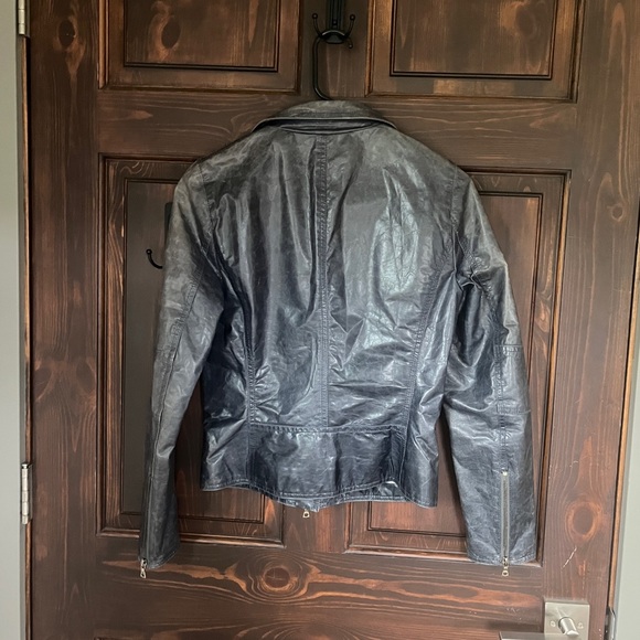NWOT M0851 Women’s Blue Grey Leather Jacket - Picture 2 of 9